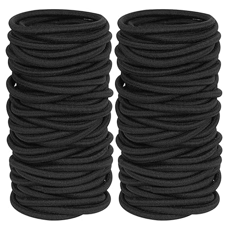 120 Pieces Black Hair Ties for Thick and Curly Hair Ponytail Holders Hair Elastic Band